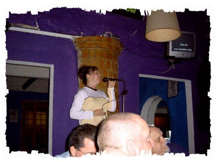 Workforce member singing Kareoke